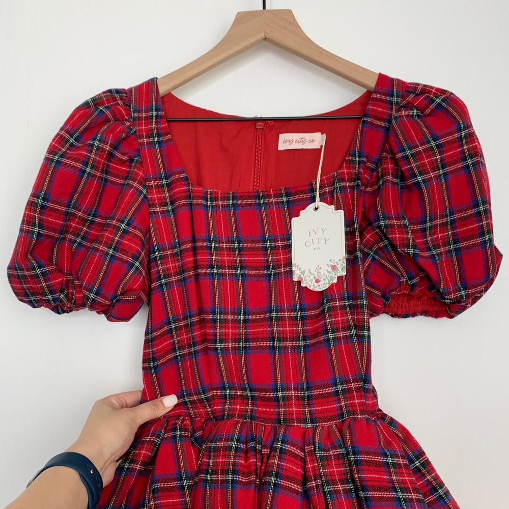 Ivy City Co x Courtney Keiko Nutcracker Holiday Red Plaid Dress Womens Size 2 - Picture 5 of 14